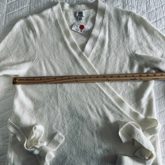 J.Crew Women’s Wrap Sweater Extra-Soft Wool Blend Ivory CE095 Size XL New - Picture 10 of 11
